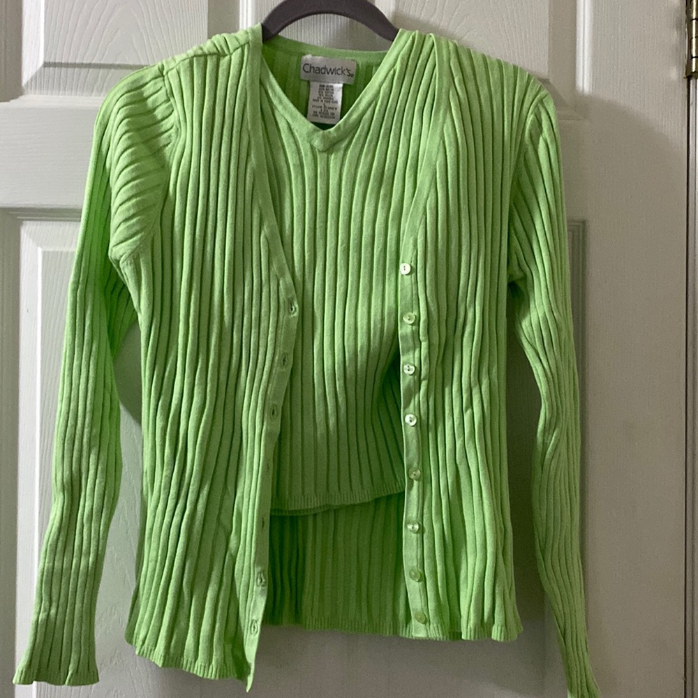 Stunning lime green halter top with matching sweater from Chadwicks size large